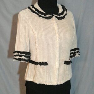 Chanel style jacket w black ruffle